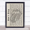 The Rolling Stones Dont Stop Shadow Song Lyric Quote Print