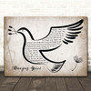 Hymn Amazing Grace Vintage Dove Bird Song Lyric Print