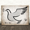 Coldplay Green Eyes Vintage Dove Bird Song Lyric Music Art Print