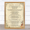 Michael Buble Close Your Eyes Vintage Guitar Song Lyric Print
