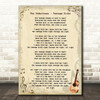 The Undertones Teenage Kicks Vintage Guitar Song Lyric Wall Art Print