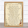 W.A.S.P. Hold on to My Heart Vintage Guitar Song Lyric Wall Art Print