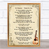 Ed Sheeran Tenerife Sea Song Lyric Vintage Quote Print