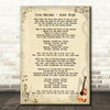 Iron Maiden Aces High Vintage Guitar Song Lyric Print