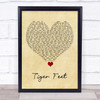 Mud Tiger Feet Vintage Heart Song Lyric Print