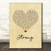 One Direction Strong Vintage Heart Song Lyric Print