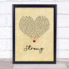 One Direction Strong Vintage Heart Song Lyric Print