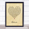 Paul Anka Diana Vintage Heart Song Lyric Print