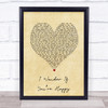 Rothwell I Wonder If Youre Happy Vintage Heart Song Lyric Print