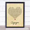 Bear's Den Agape Vintage Heart Song Lyric Print