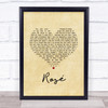 The Feeling Rosé Vintage Heart Song Lyric Print