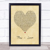 The Script This = Love Vintage Heart Song Lyric Print