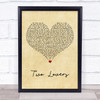 The Twang Two Lovers Vintage Heart Song Lyric Print