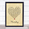 The Weeknd Thursday Vintage Heart Song Lyric Print