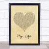 Billy Joel My Life Vintage Heart Song Lyric Print