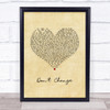 Why Don't We Don't Change Vintage Heart Song Lyric Print