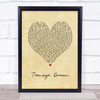 Boyce Avenue Teenage Dream Vintage Heart Song Lyric Print