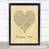 ABBA Mamma Mia Vintage Heart Song Lyric Print