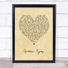 Coldplay Green Eyes Vintage Heart Song Lyric Print
