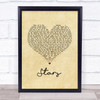 Collabro Stars Vintage Heart Song Lyric Print