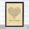 Dan Seals One Friend Vintage Heart Song Lyric Print