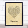 Deaf Havana Happiness Vintage Heart Song Lyric Print