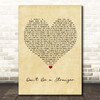 Dina Carroll Don't Be a Stranger Vintage Heart Song Lyric Print