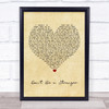 Dina Carroll Don't Be a Stranger Vintage Heart Song Lyric Print