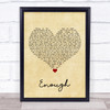 Alex Roe Enough Vintage Heart Song Lyric Print