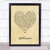 Elton John Believe Vintage Heart Song Lyric Print