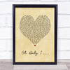 Eternal Oh Baby I Vintage Heart Song Lyric Print