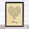 Frankie Valli Sherry Vintage Heart Song Lyric Print