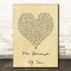 HRVY Me Because Of You Vintage Heart Song Lyric Print