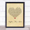 James Morrison Higher Than Here Vintage Heart Song Lyric Print
