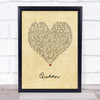 Jessie J Queen Vintage Heart Song Lyric Print