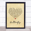 Lenny Kravitz Butterfly Vintage Heart Song Lyric Print
