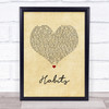 Machine Gun Kelly Habits Vintage Heart Song Lyric Print