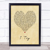 Macy Gray I Try Vintage Heart Song Lyric Print