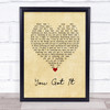 Roy Orbison You Got It Vintage Heart Song Lyric Wall Art Print