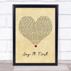 Sam Smith Say It First Vintage Heart Song Lyric Wall Art Print