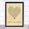 SayWeCanFly Here's My Heart Vintage Heart Song Lyric Wall Art Print