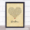 Seether Broken Vintage Heart Song Lyric Wall Art Print