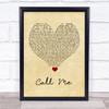 Shinedown Call Me Vintage Heart Song Lyric Wall Art Print