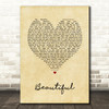Bazzi Beautiful Vintage Heart Song Lyric Wall Art Print