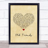 Simon & Garfunkel Old Friends Vintage Heart Song Lyric Wall Art Print