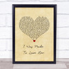 Stevie Wonder I Was Made To Love Her Vintage Heart Song Lyric Wall Art Print