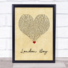 Taylor Swift London Boy Vintage Heart Song Lyric Wall Art Print