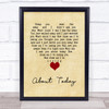 The National About Today Vintage Heart Song Lyric Wall Art Print