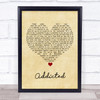 The Night Café Addicted Vintage Heart Song Lyric Wall Art Print