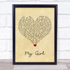 The Overtones My Girl Vintage Heart Song Lyric Wall Art Print